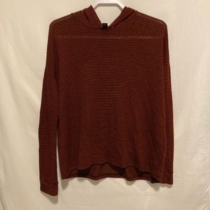Forever 21 Striped Dark Red Loose Hoodie Top